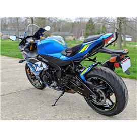 Pyramid Hugger | Carbon / Metallic Blue (Triton Blue w/ Yellow & White Stripes) / Matte Black | Suzuki GSXR 1000 2017-Current