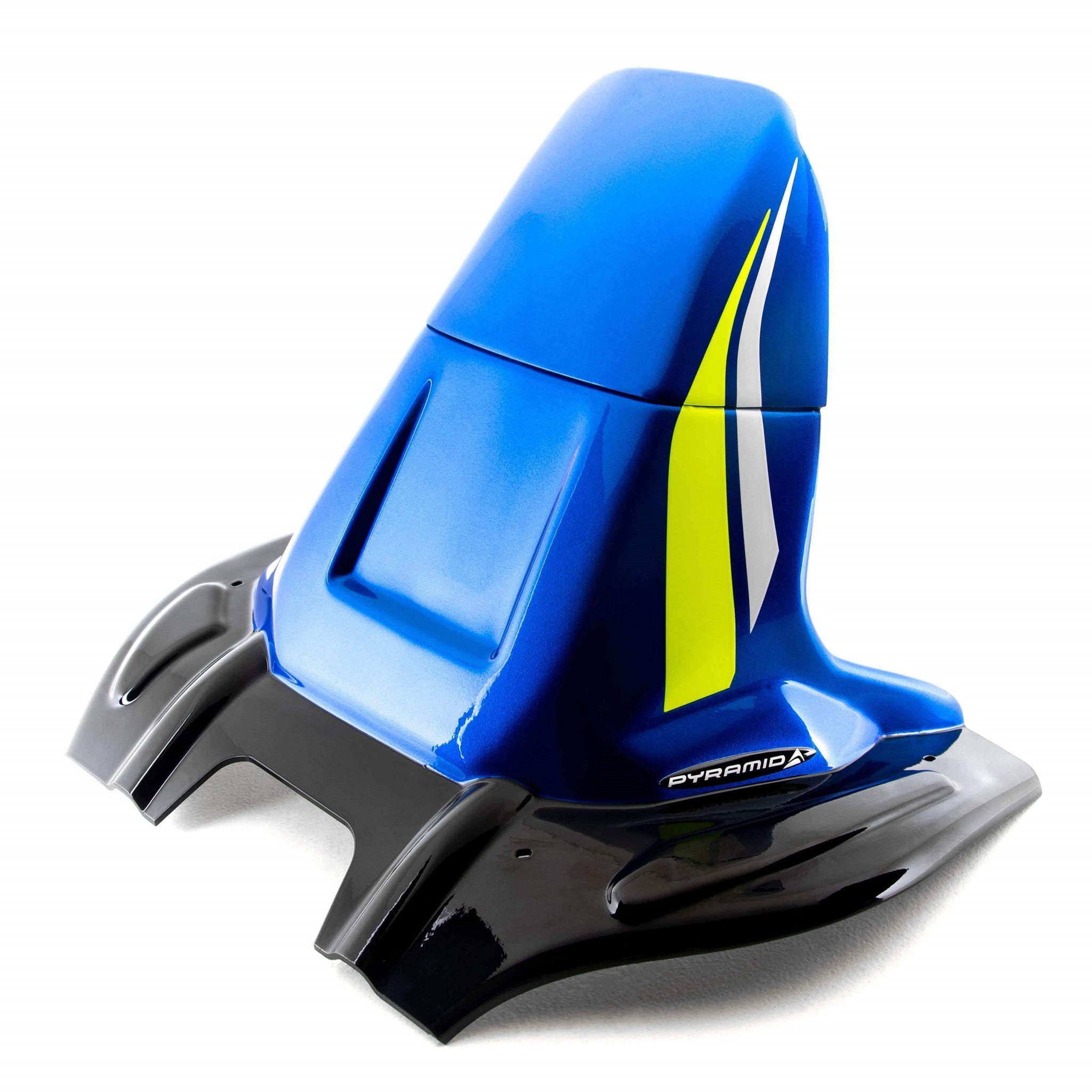 Pyramid Hugger | Carbon / Metallic Blue (Triton Blue w/ Yellow & White Stripes) / Matte Black | Suzuki GSXR 1000 2017-Current