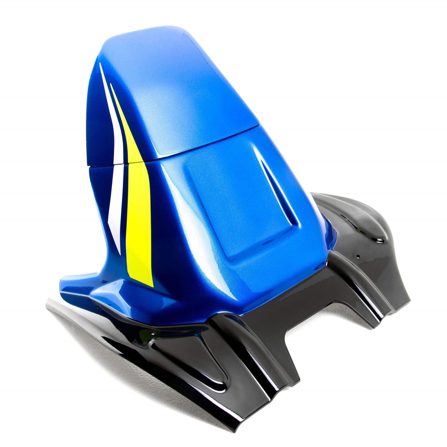 Pyramid Hugger | Carbon / Metallic Blue (Triton Blue w/ Yellow & White Stripes) / Matte Black | Suzuki GSXR 1000 2017-Current