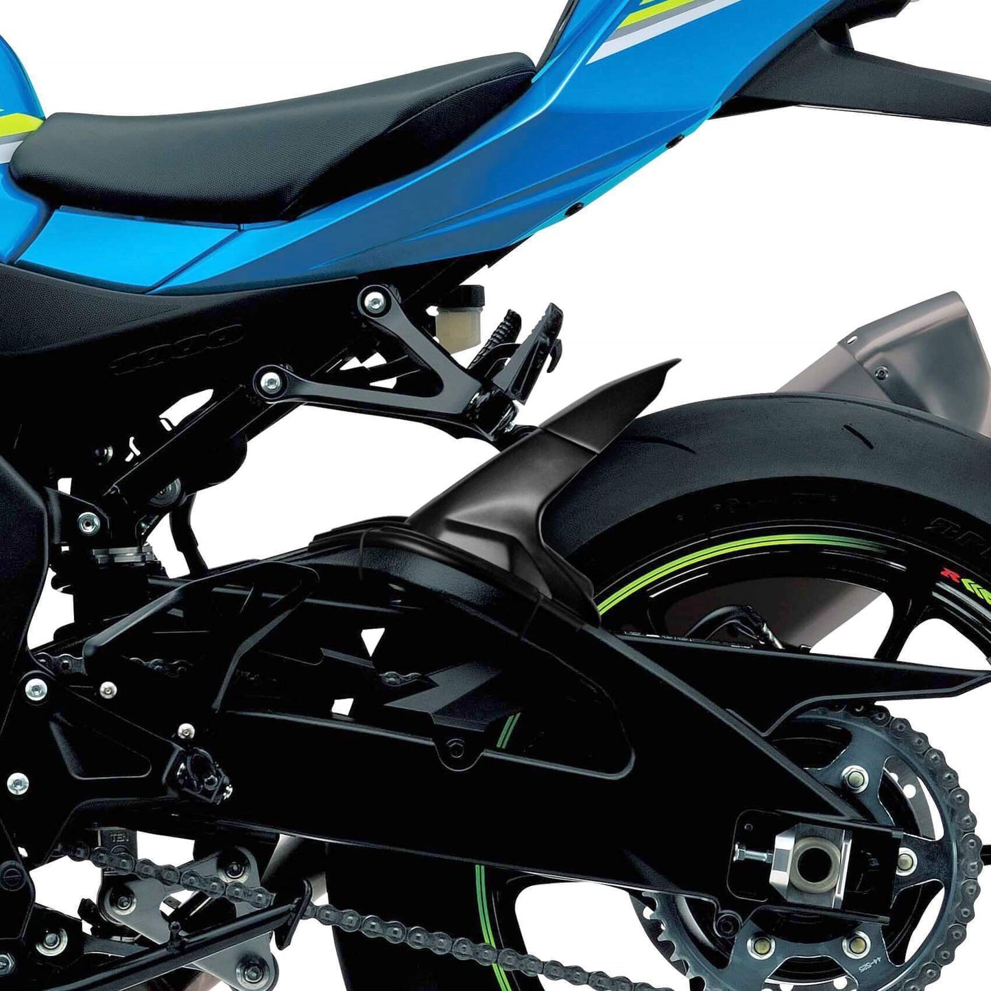 Pyramid Hugger | Carbon / Metallic Blue (Triton Blue w/ Yellow & White Stripes) / Matte Black | Suzuki GSXR 1000 2017-Current