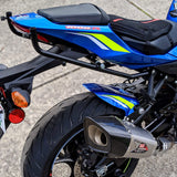 Pyramid Hugger | Carbon / Metallic Blue (Triton Blue w/ Yellow & White Stripes) / Matte Black | Suzuki GSXR 1000 2017-Current